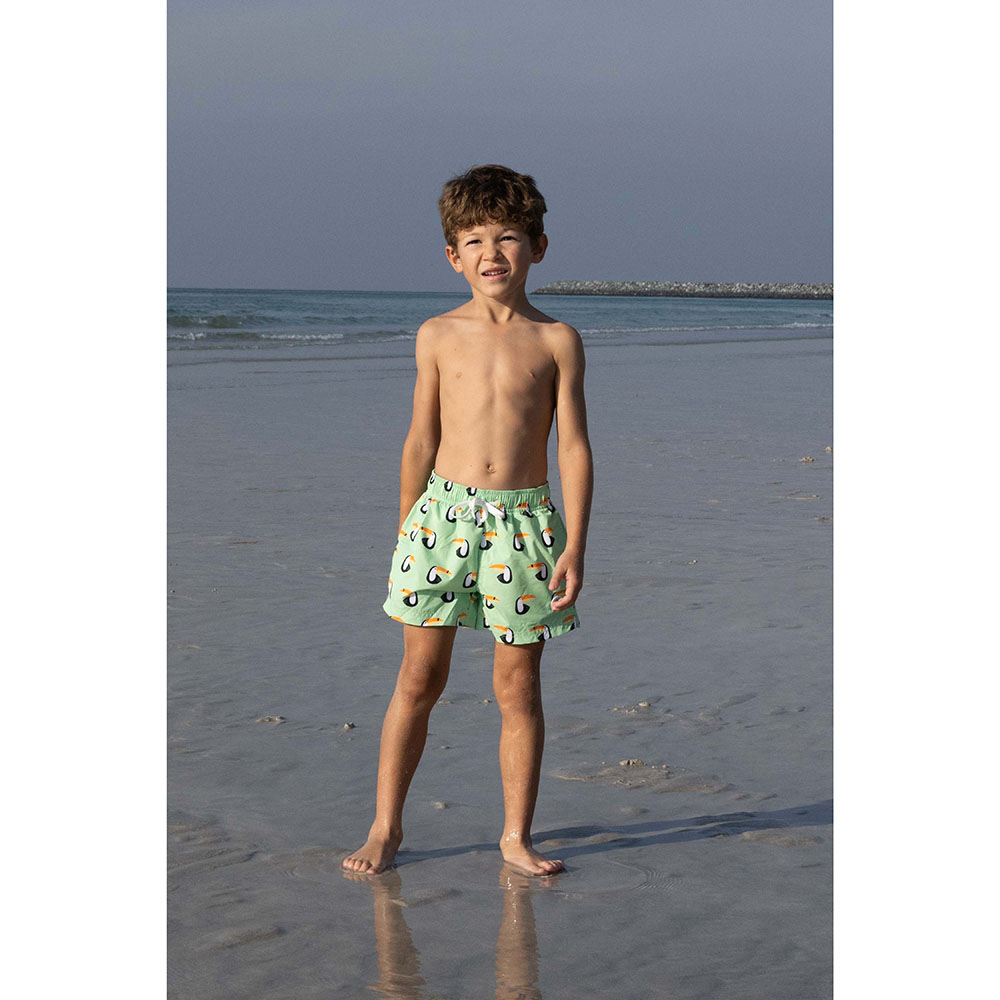 Badawii Beachwear - Boy Swim Short Toucan Paradise - Light Green