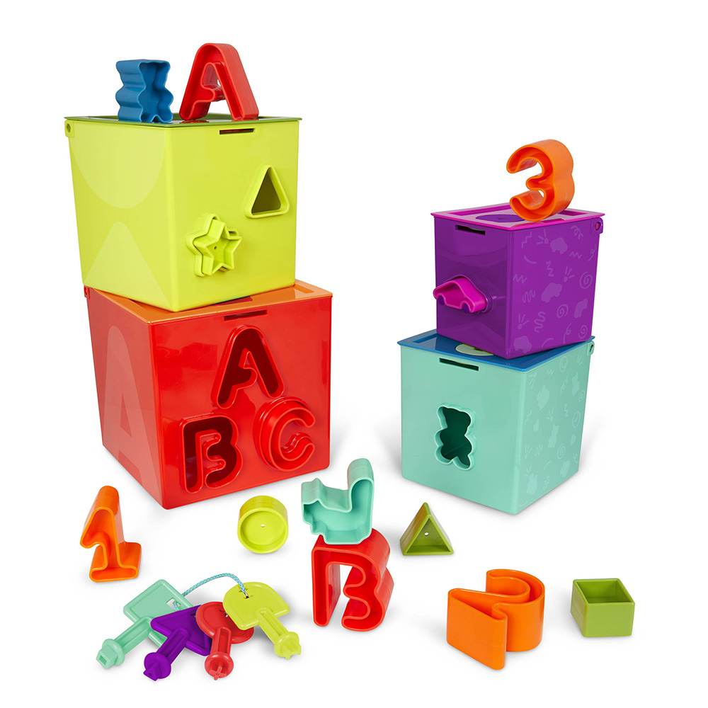 Battat - Lock And Learn Activity Cubes - 18pcs