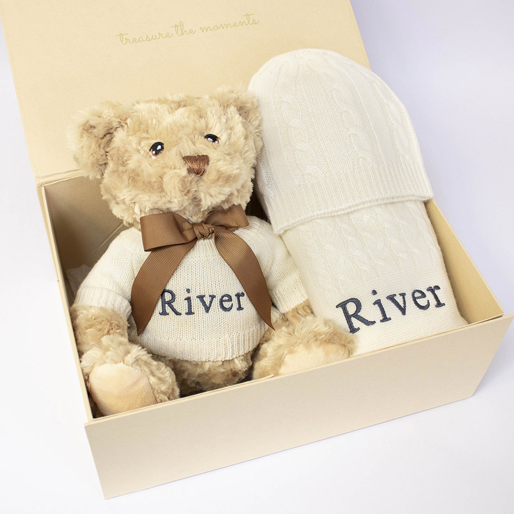 The Baby Gifting Company - Cashmere & Teddy Gift Set - Ivory - 3 Pcs