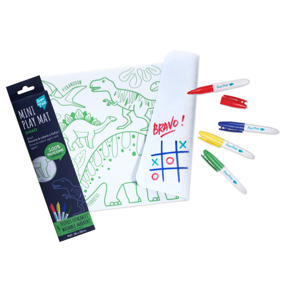 Super Petit - Dino Reversible Mini Playmat + 4 markers