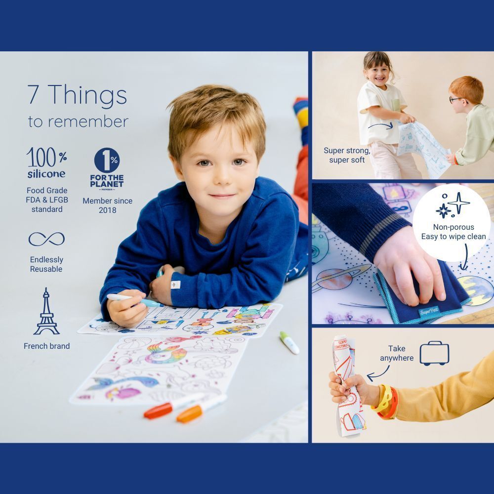 Super Petit - Paris Colouring Playmat + Blue wristband + 5 markers