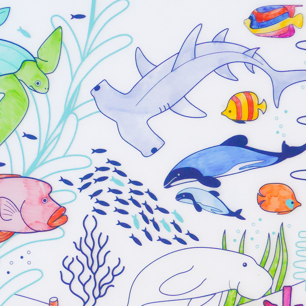 Super Petit - Coral Reef Colouring Playmat + Blue wristband + 5 markers