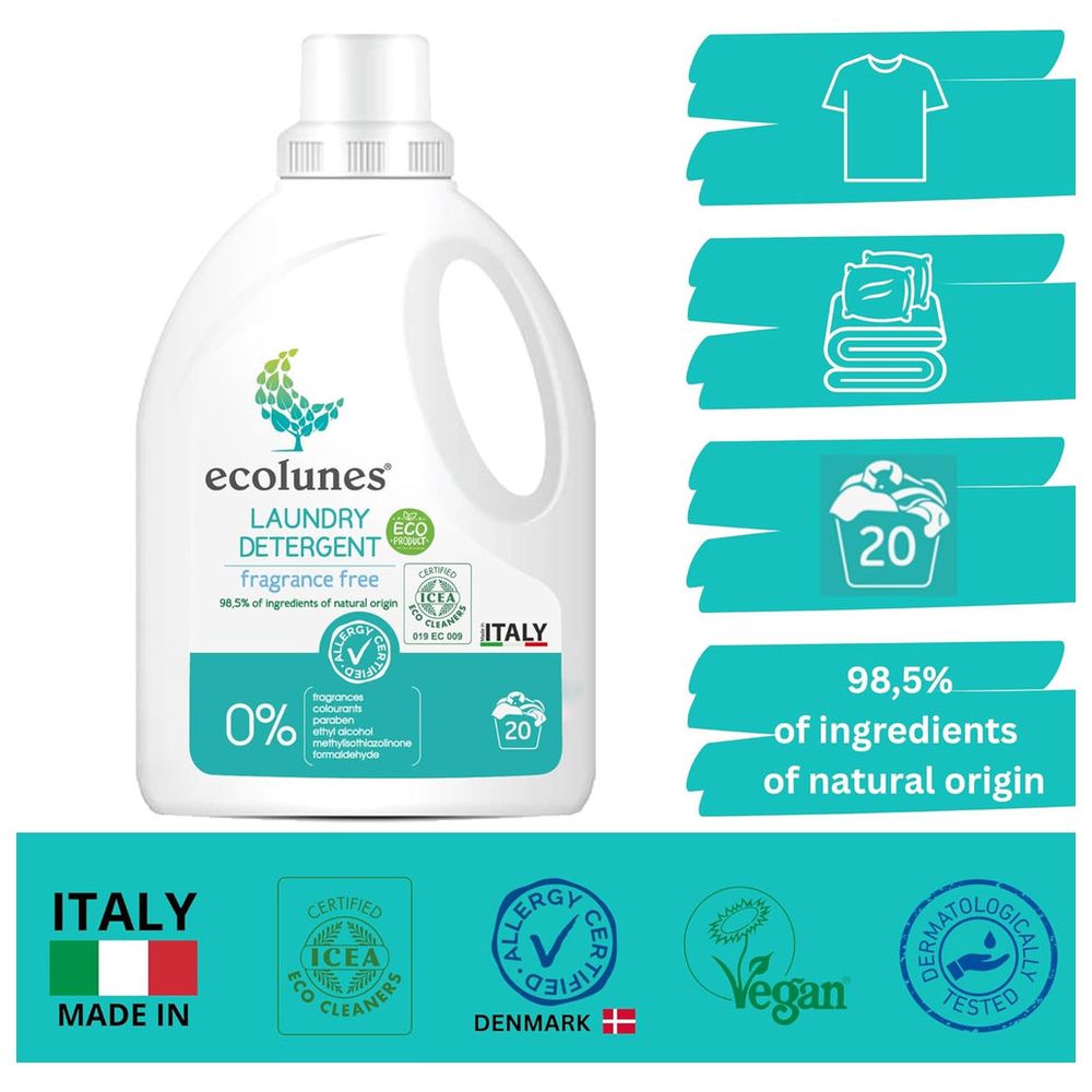 Ecolunes - Fragrance Free Laundry Detergent - 1000ml