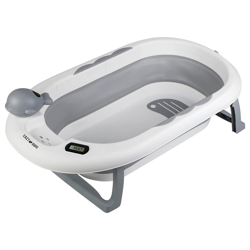 Eazy Kids - Foldable Bathtub with Thermometer & Mug - Grey