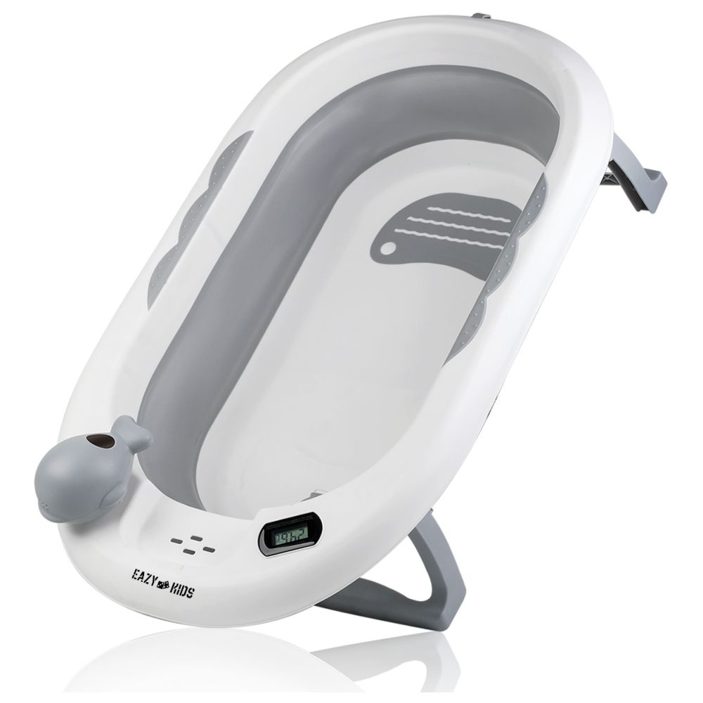 Eazy Kids - Foldable Bathtub with Thermometer & Mug - Grey