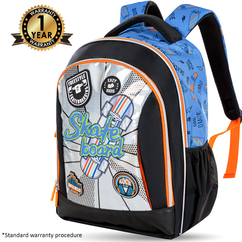 Eazy Kids - Backpack with Lunch Bag & Pencil Case - Skate Board - 17-Inch/43.5cm