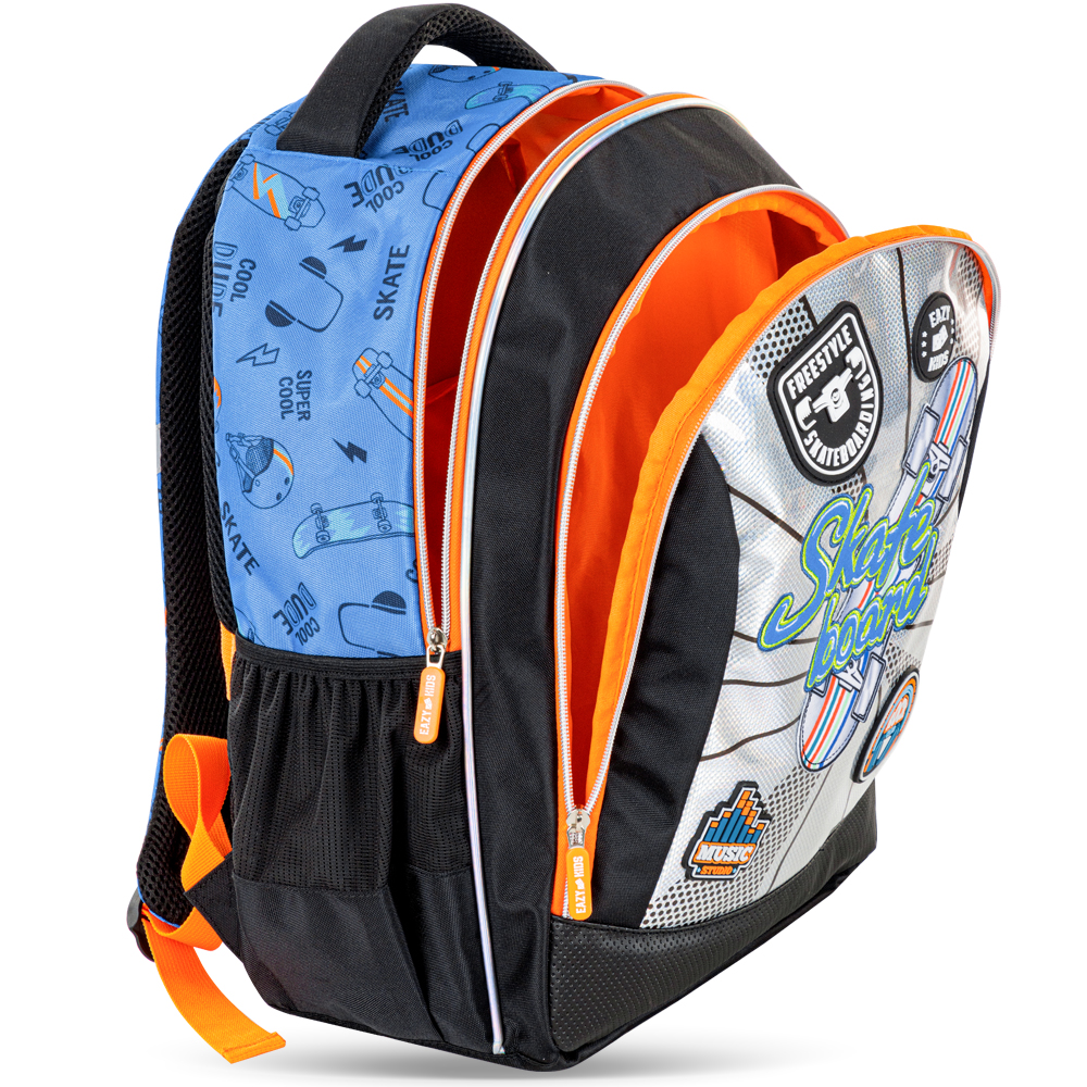 Eazy Kids - Backpack with Lunch Bag & Pencil Case - Skate Board - 17-Inch/43.5cm