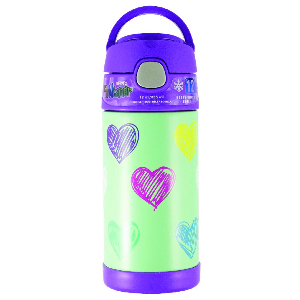 Thermos - Stainless Steel Vaccum Insulated Bottle - Hearts - 355ml