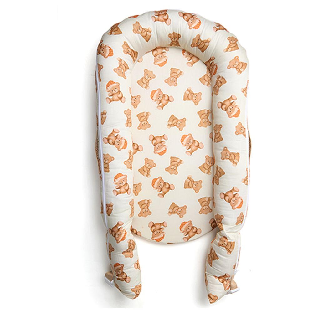 Fancy Fluff - Organic Baby Cocoon With Protector - Cuddle Bear