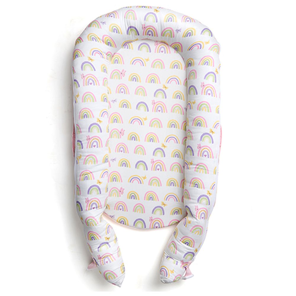 Fancy Fluff - Organic Baby Cocoon With Protector - Rainbow Dreams