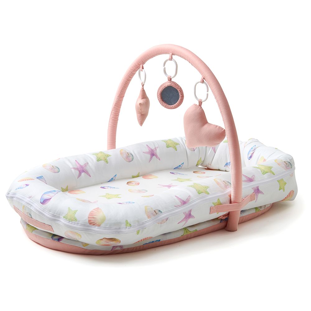 Fancy Fluff - Organic Baby Cocoon Play Gym - Sea Fantasy - Peach