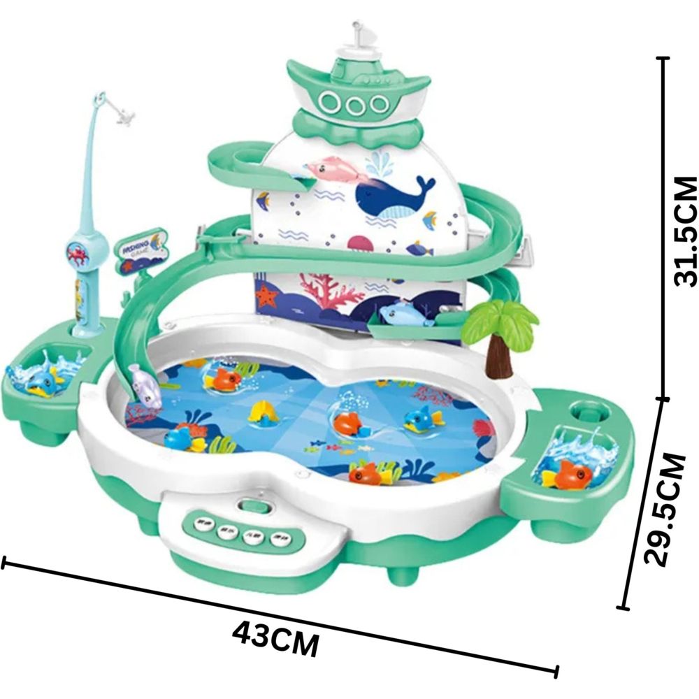 Little Angel Kids Toys Whale Slide & Fishing Game Playset - Green