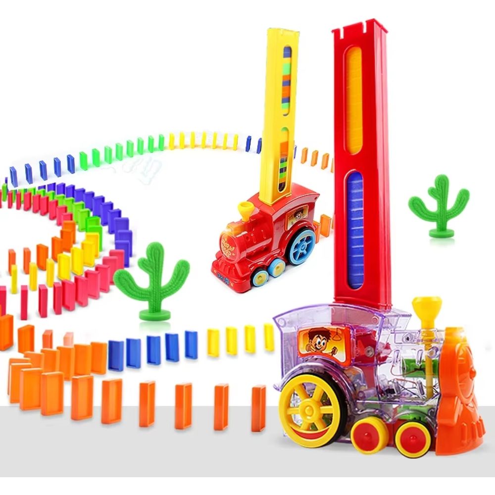 Little Angel Kids Toys Electric Domino Train Set With Blocks