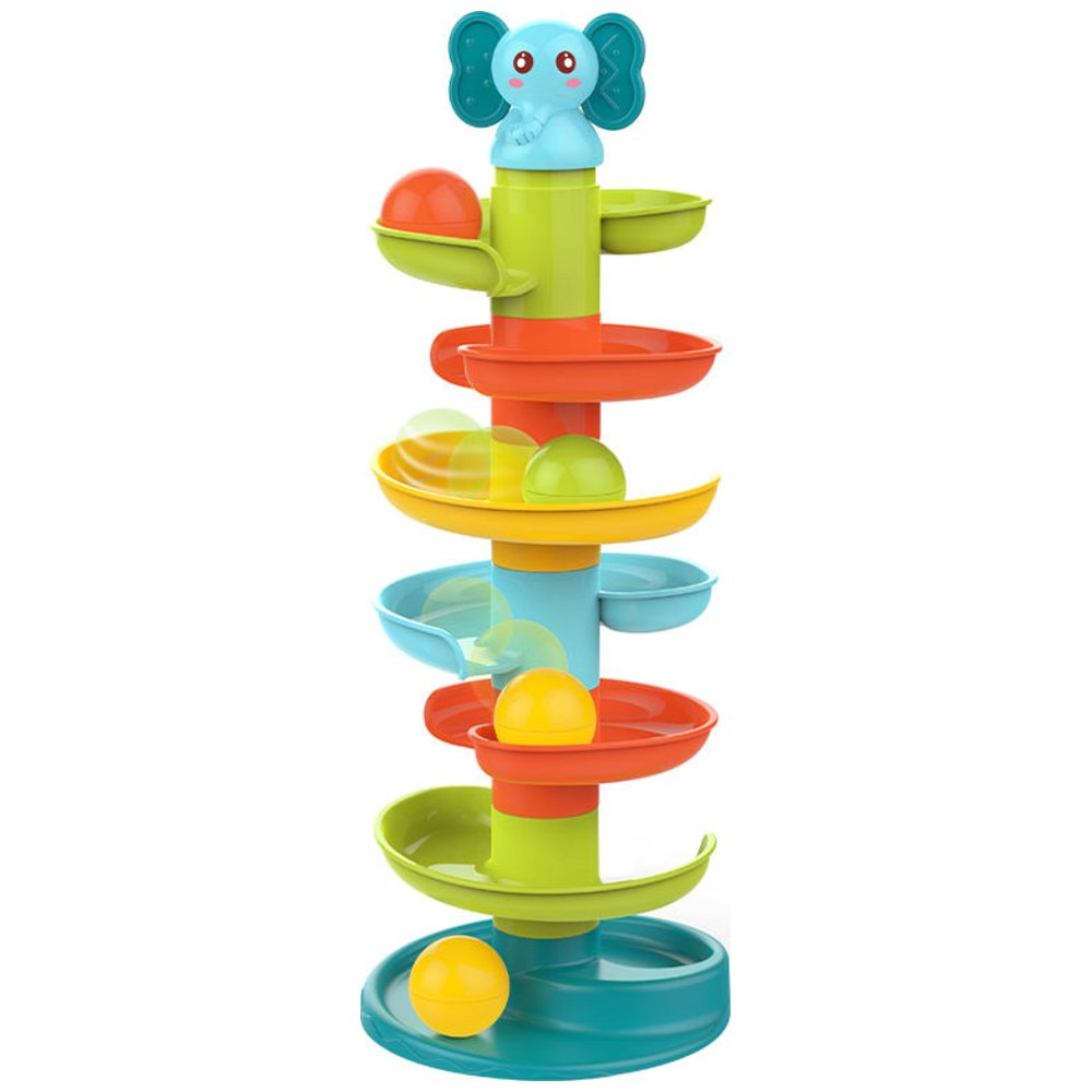 Huanger - Baby Ball Drop Tower Elephant Ramp Toy - Multicolor
