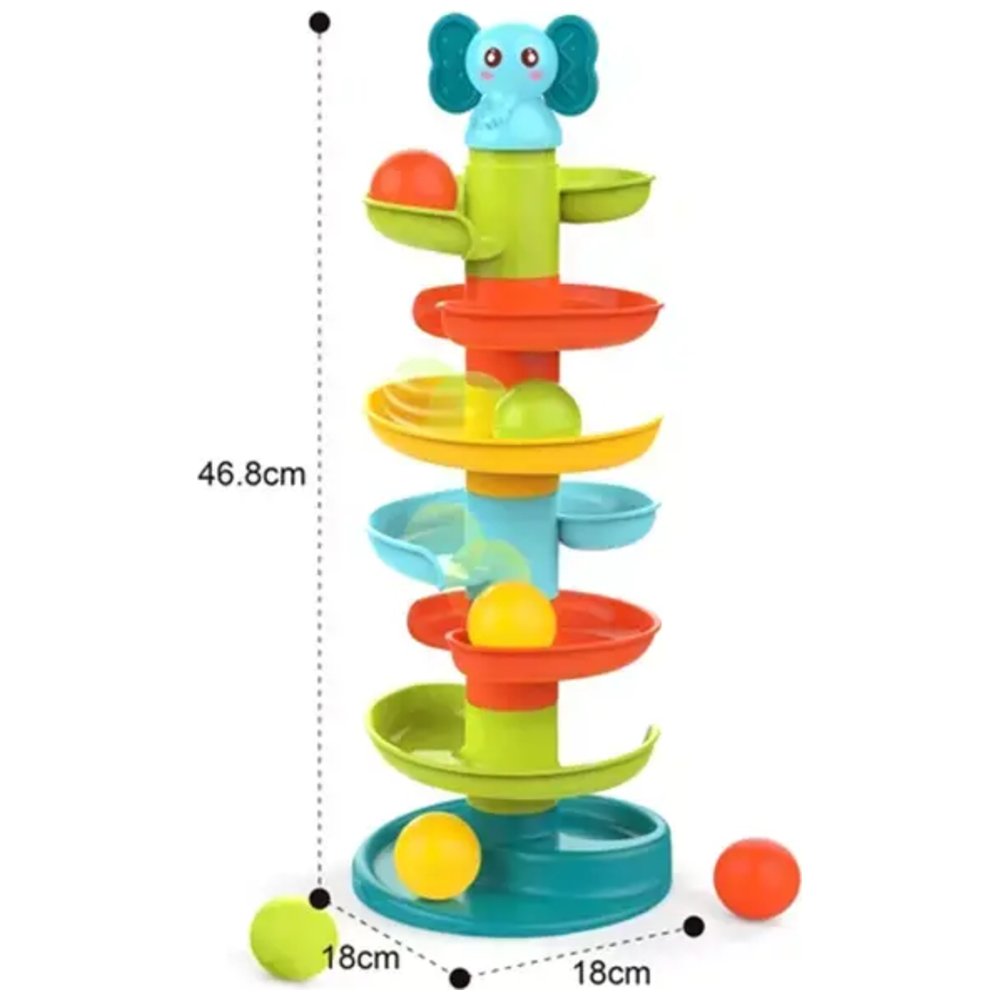 Huanger - Baby Ball Drop Tower Elephant Ramp Toy - Multicolor
