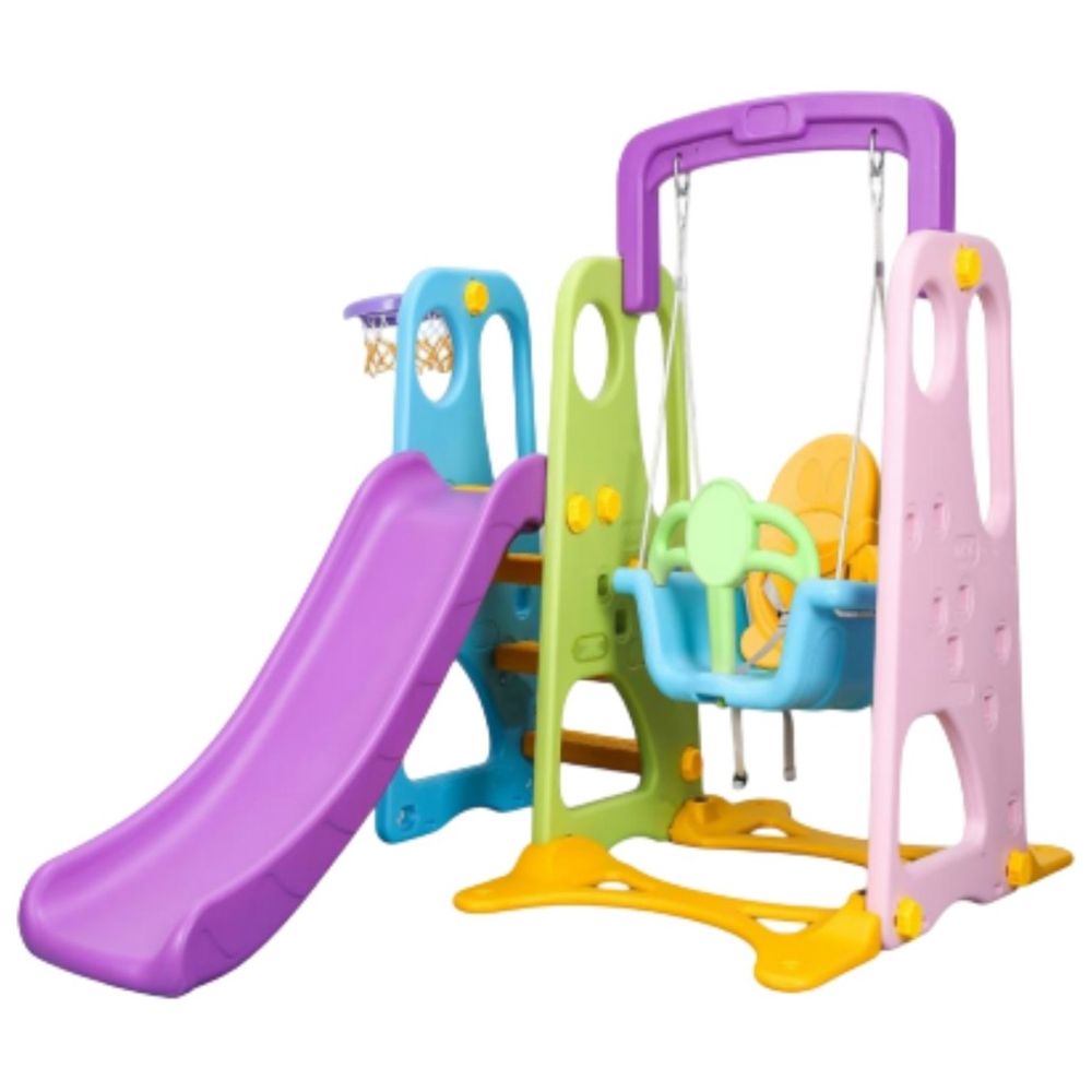 Little Angel Kids Slide And Swing 3-In-1 Activity Playset