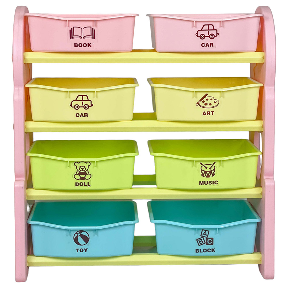 Home Canvas - Children Deluxe Multi-Bin Toy Organizer - Pink