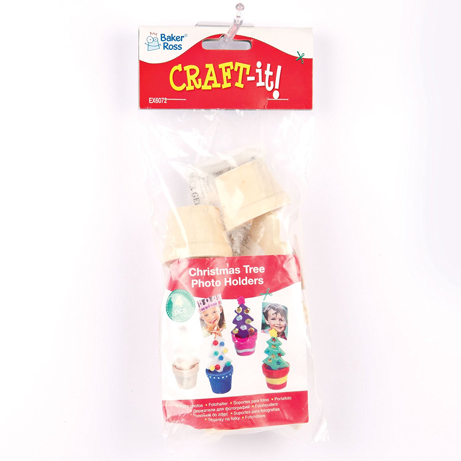 Baker Ross - Wooden Christmas Tree Photo Holders - Pack of 4