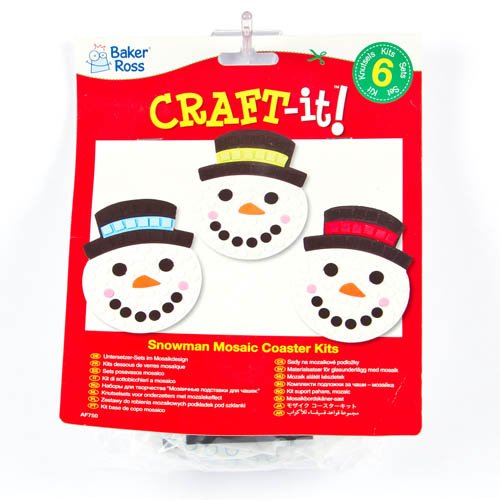 Baker Ross - Snowman Mosaic Coaster Kits - Pack of 6