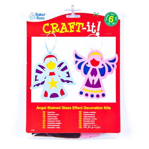 Baker Ross - Angel Stained Glass Hanging Decorations - Pack of 6