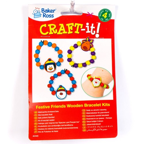Baker Ross - Christmas Wooden Bracelet Kits - Pack of 4