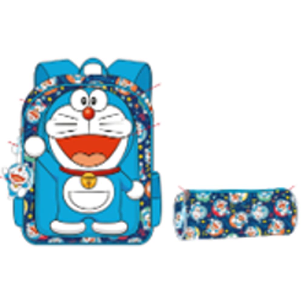 Doraemon - Back Pack With Pencil Case - Blue - 12-Inch/30.5cm