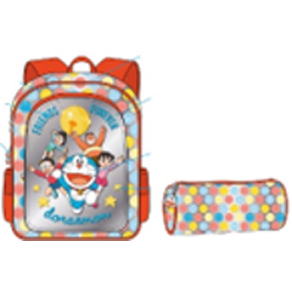 Doraemon - Back Pack With Pencil Case - Red - 12-Inch/30.5cm