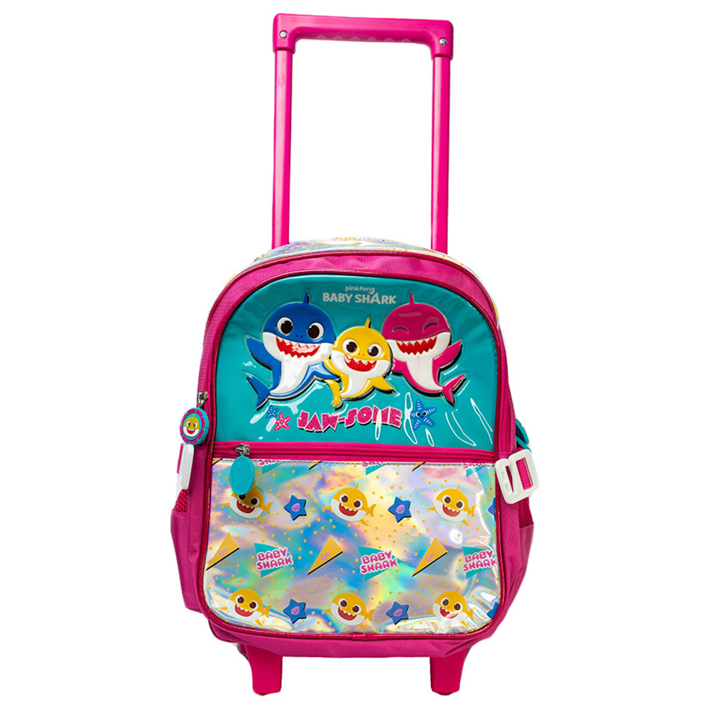 Baby Shark - Trolley Bag 14-inch With Lunch Bag And Pencil Case - Pink