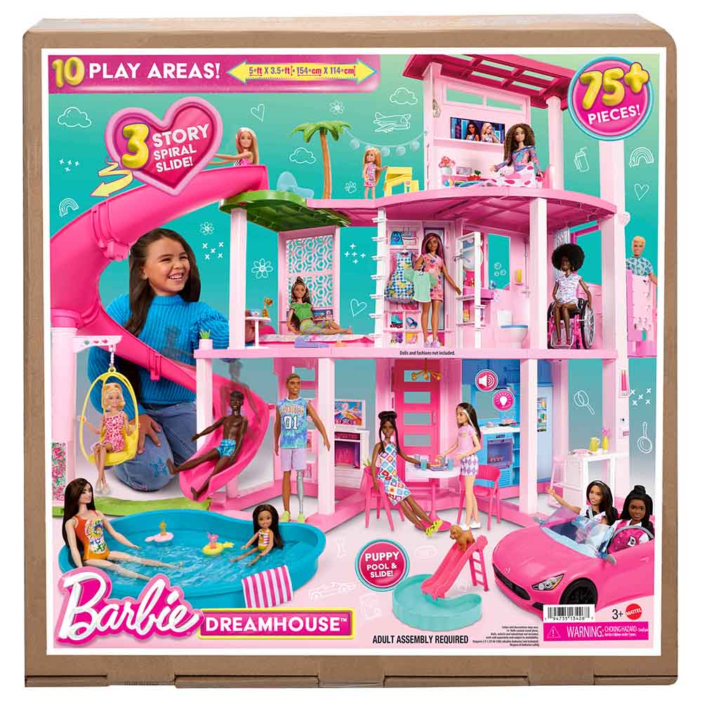 Mattel Games Barbie Pool Party Doll House 3-Story Slide - 75pcs