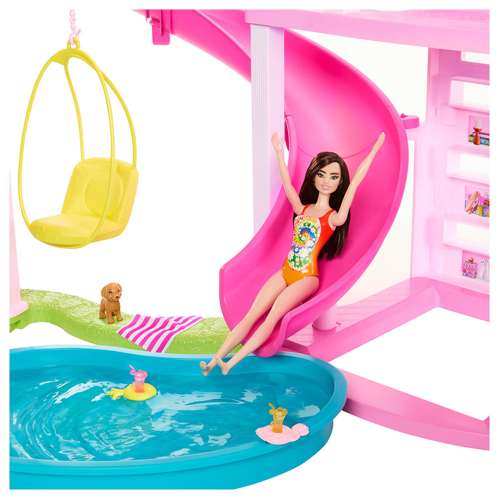 Mattel Games Barbie Pool Party Doll House 3-Story Slide - 75pcs