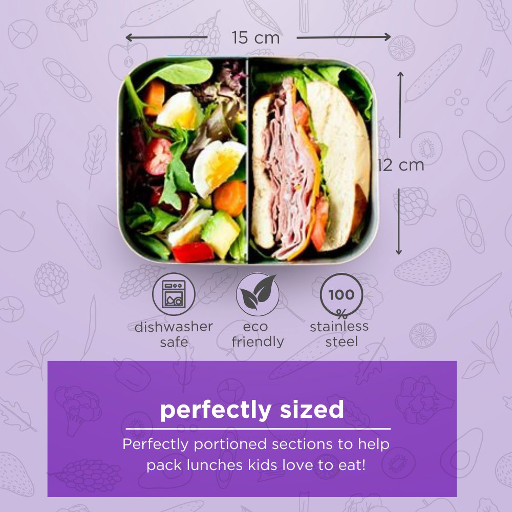 Lunchbots - Duo Bento Stainless Steel Lunchbox - 600ml - Aqua