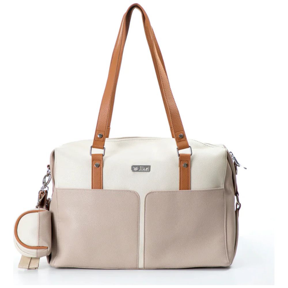 Jikel Diaper Bag With Changing Mat Pacifier and Bottle Storage - Beige