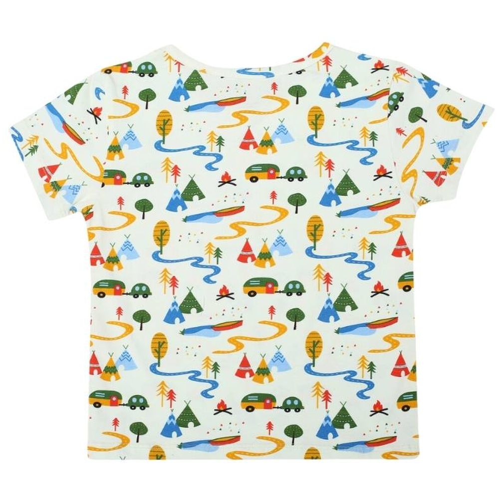 Ola Otter - Oversized Round Neck Printed T-Shirt - Happy Camping