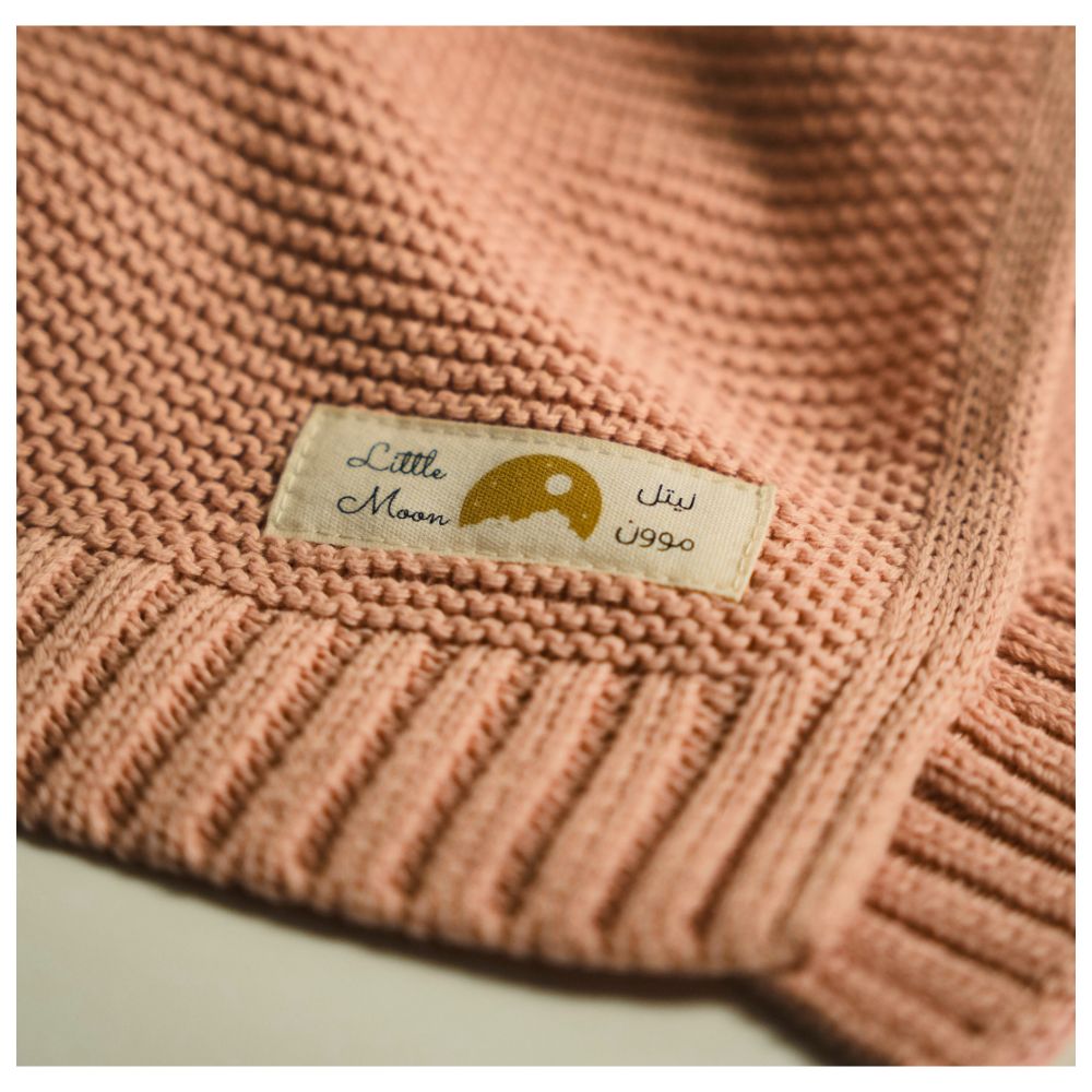 Little Moon - Knitted Baby Blanket - Pink