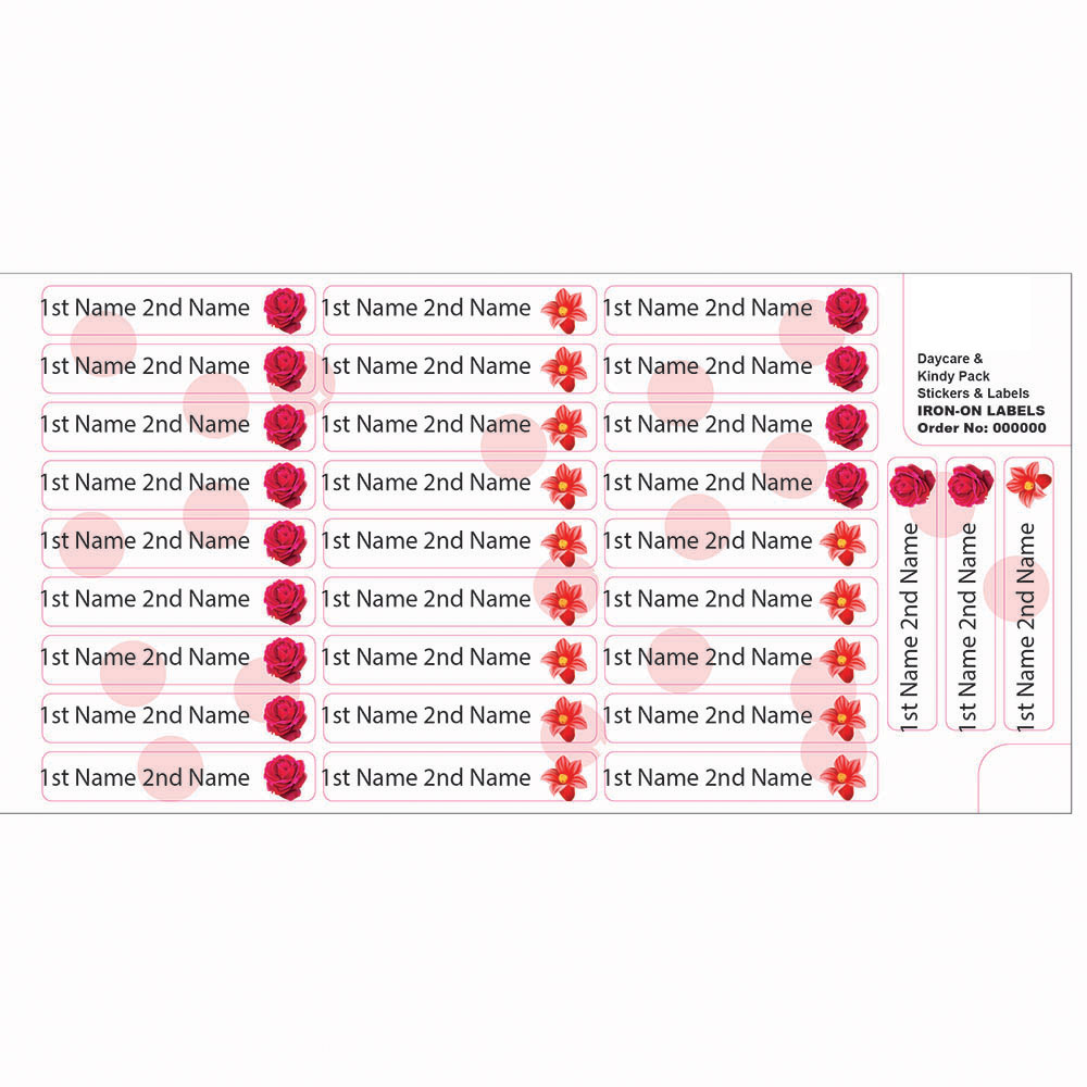 Ladybug Labels - Personalized Iron On Labels - Red Rose - 50pcs