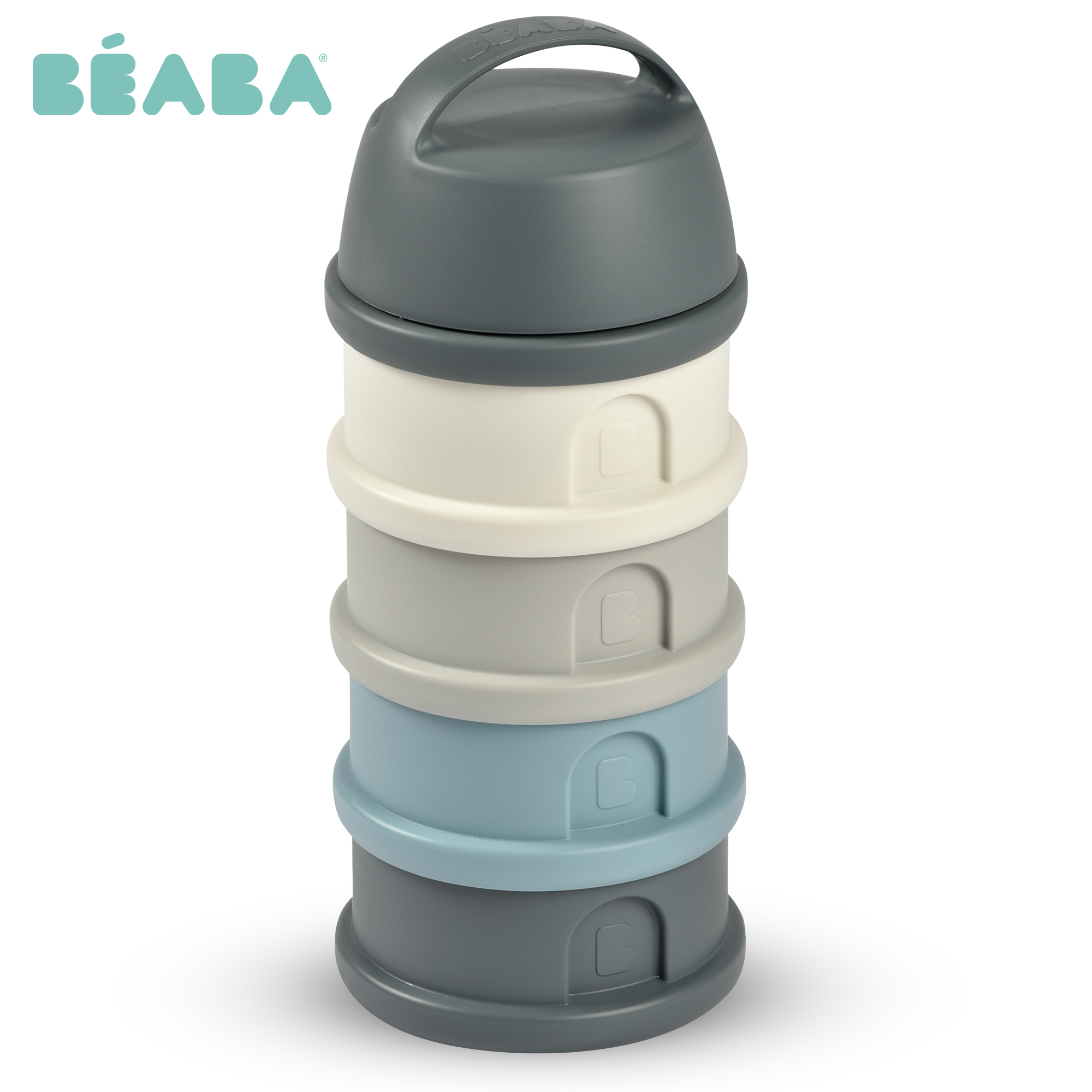 Beaba - 4 Compartments Formula Milk Container - Grey/Blue