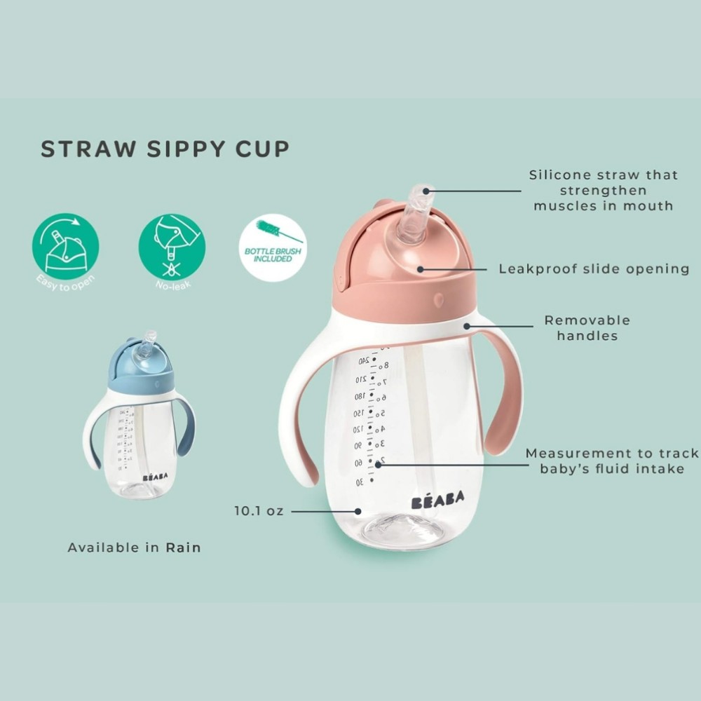 Beaba - Straw Cup - Old Pink - 300ml