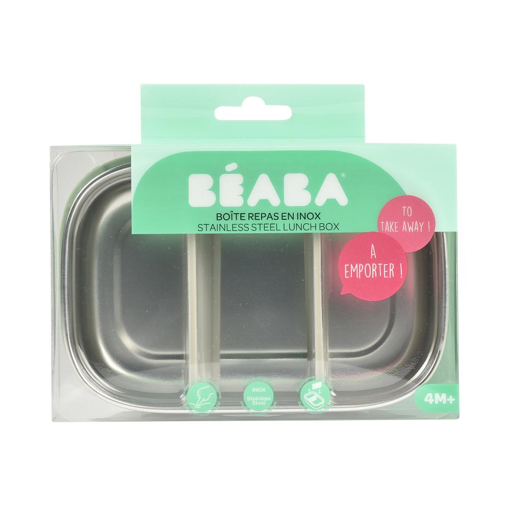 Beaba - Stainless Steel Lunch Box Velvet - Grey/Sage Green
