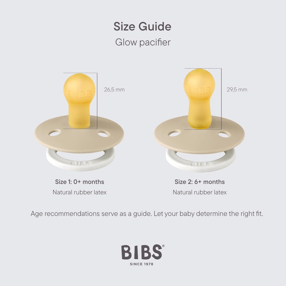 Bibs - Glow Colour S1 Pacifiers - 0M+ - Pack of 2 - Blush/Vanilla