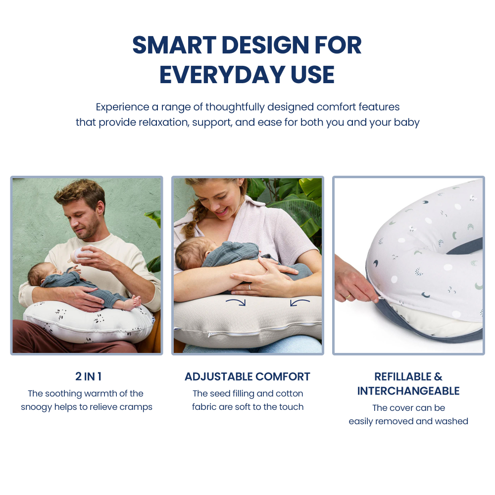 Doomoo - Softy Nursing Pillow - Blue Grey Moon