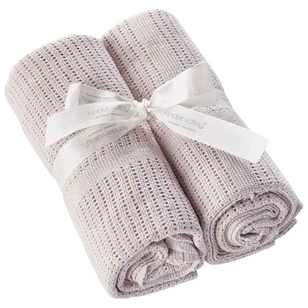 Kinder Valley - Cotton Cellular Blanket Pack of 2 - Grey