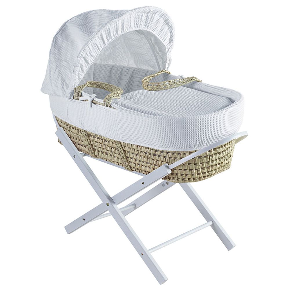 Kinder Valley White Waffle Palm Moses Basket with Stand