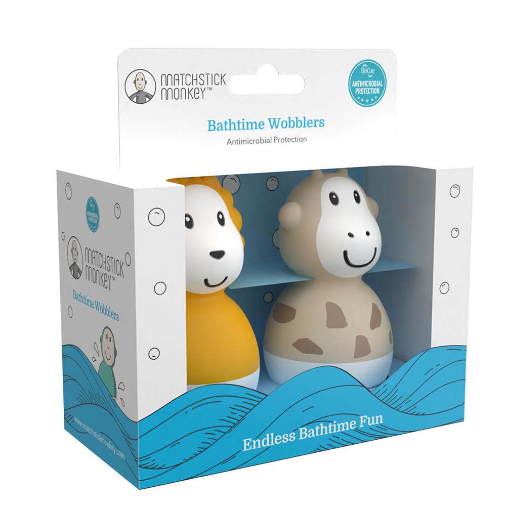 Matchstick Monkey - Bathtime Wobblers - Lion/Giraffe - 2pcs
