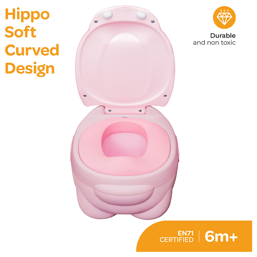 Moon - Baby Hippo Potty With PU Cushion - Pink