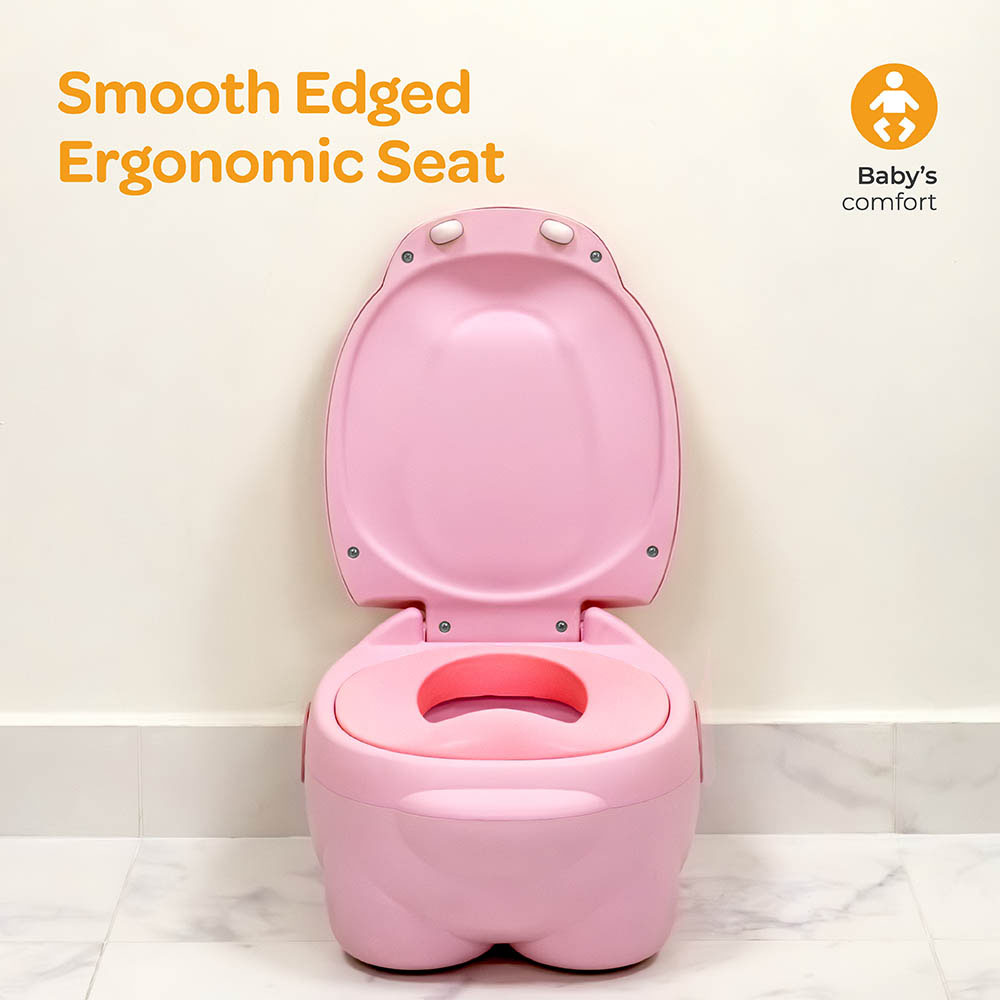 Moon - Baby Hippo Potty With PU Cushion - Pink