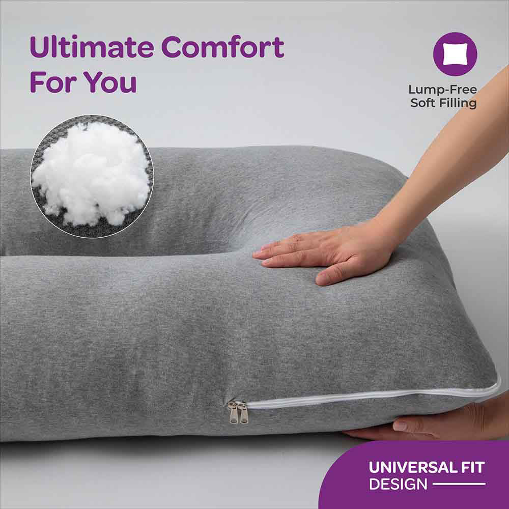 Moon - Organic U Shaped Maternity Pillow - Light Grey