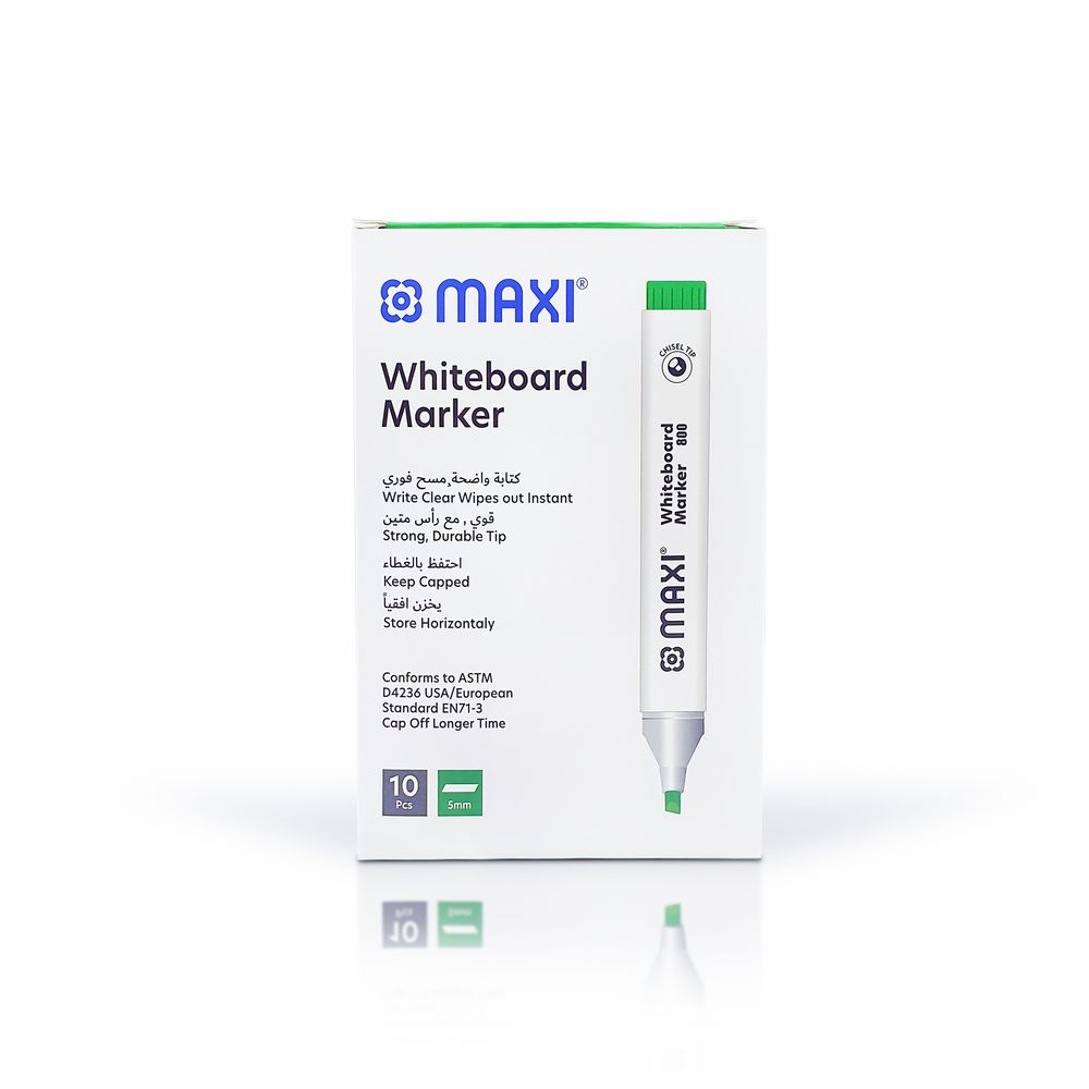 Maxi - Chisel Tip Whiteboard Marker - Green - 10pcs