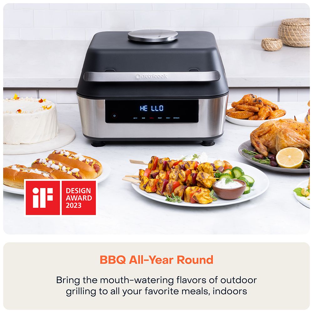 Nutricook Smart Indoor Grill & Air Fryer 1760W - XL - Black/SS