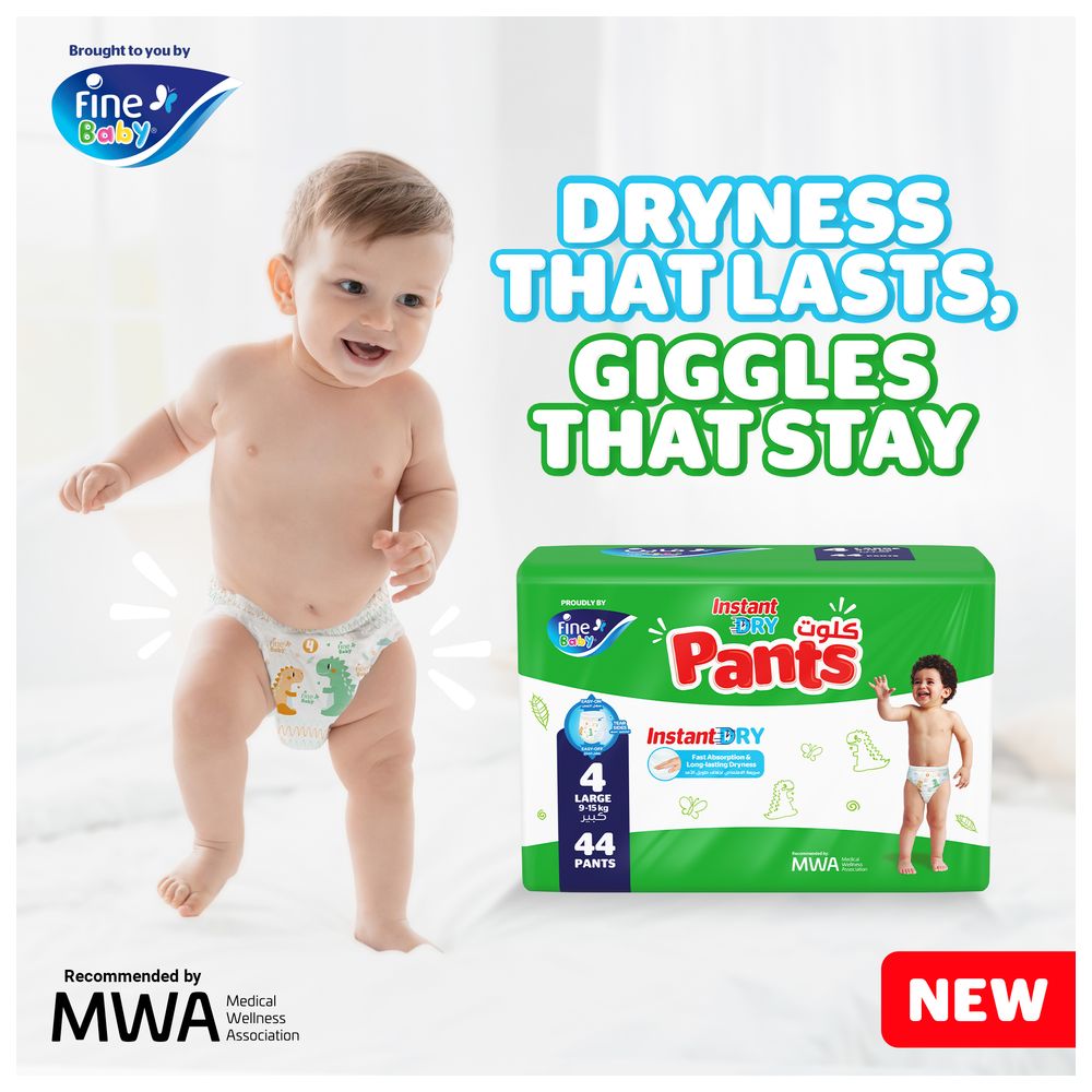 Fine Baby - Instant Dry Pants - 9-15 Kg - Size 4 - Large - 44pcs