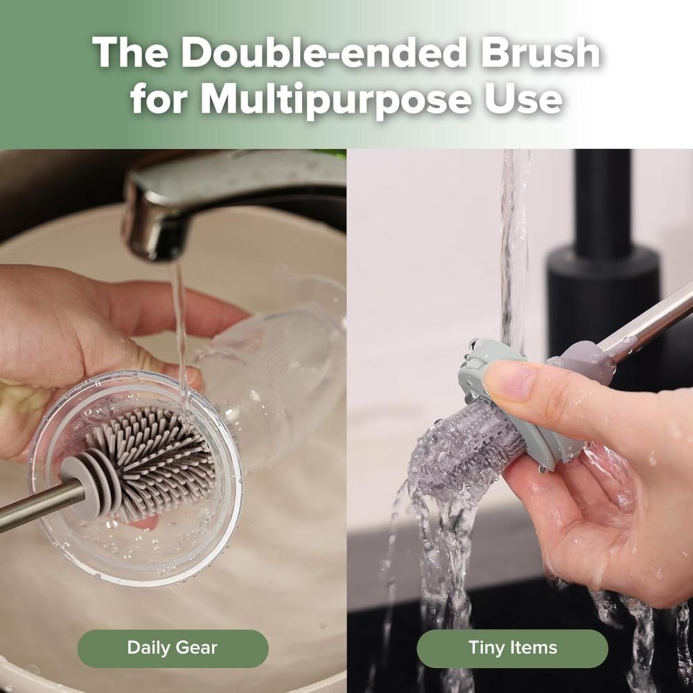Haakaa - Double-Ended Silicone Bottle Brush - Suva Grey